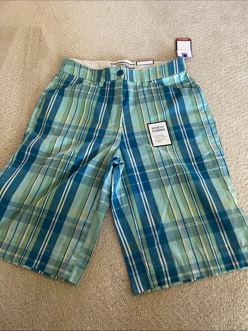 croft & barrow Blue and Green Plaid Flat-Front shorts